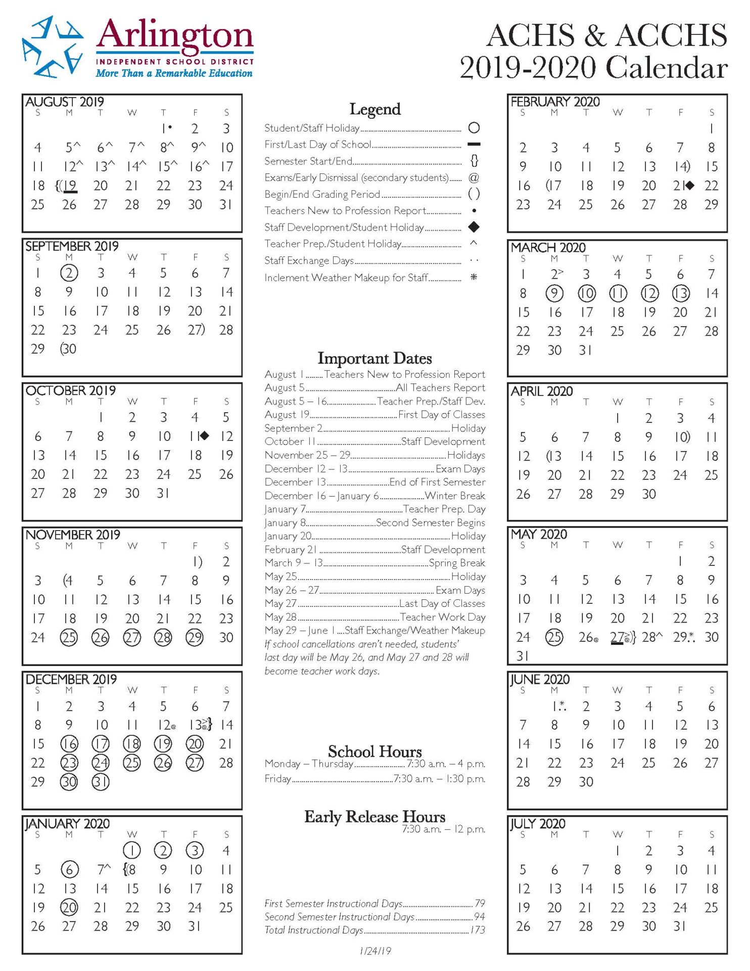 Achs 2019 2020 Calendar Arlington Collegiate High School At Tcc Southeast aisd calendar 2021 arlington
