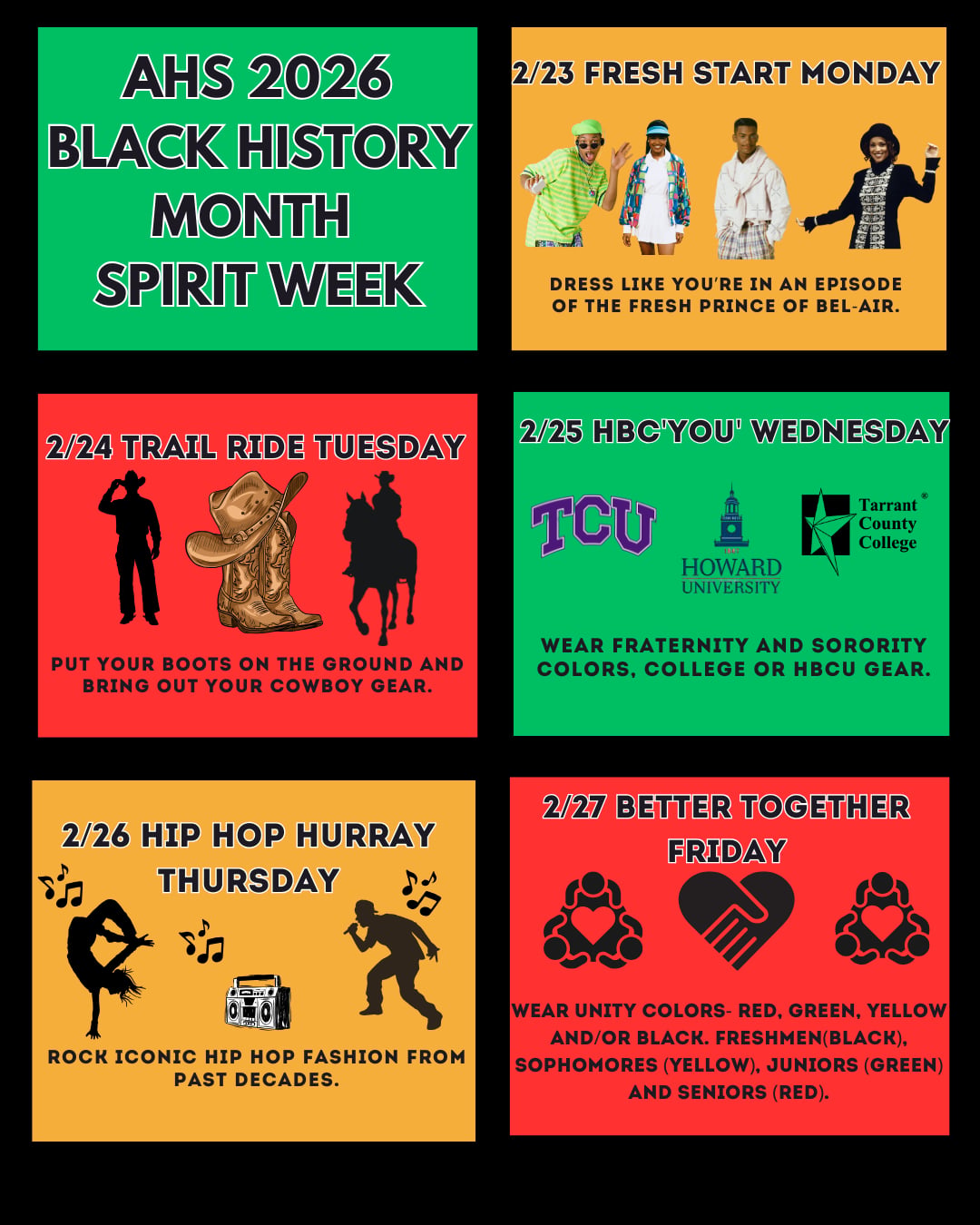 Black History Month Spirit Days for February 23-27, 2026 - Arlington ...