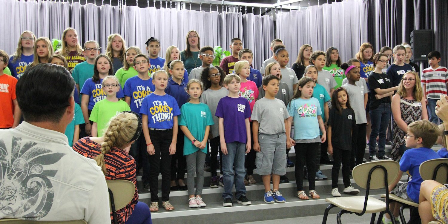 Corey students sing at the school's 30th anniversary open house