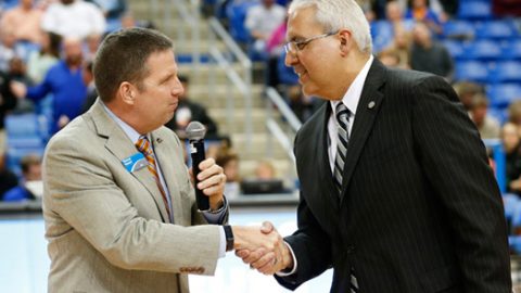 Texas Trust announcement at UTA basketball game