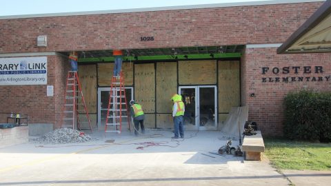 Construction at the Foster Elementary entrance
