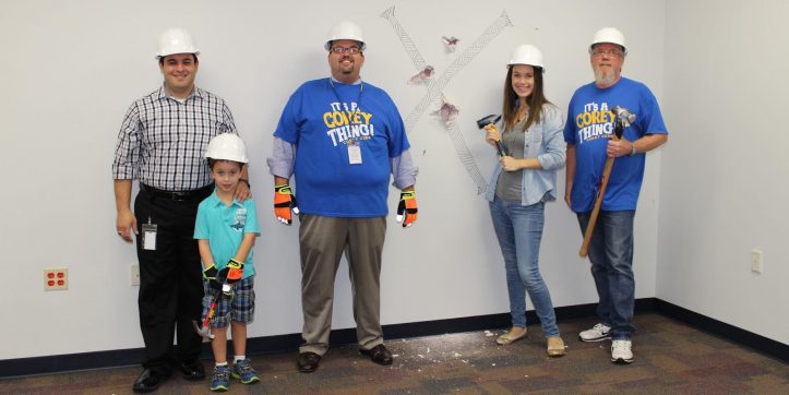 Corey principal, students and parents start the demolition to begin renovations