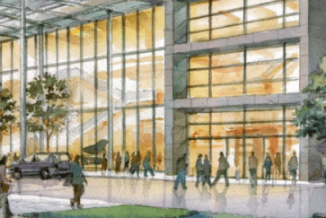 Artist concept of the future Fine Arts Center