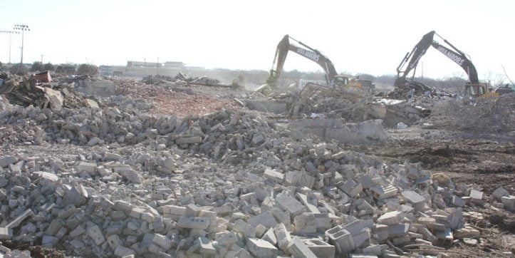 Rubble of Hutcheson after it was torn down