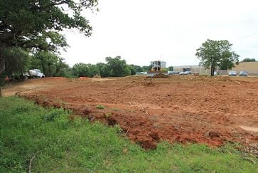 Groundwork for future outdoor performance area at Jones Academy