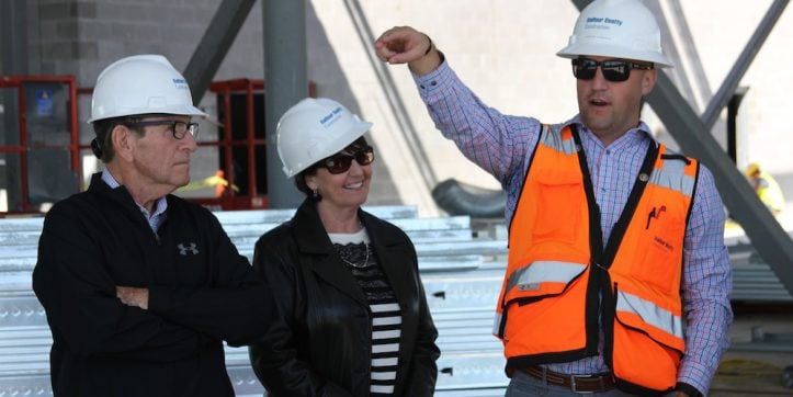 Peaches visit the construction site of the school that will bear their name