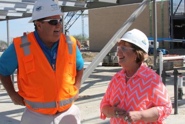 Sandy McNutt visits construction site of the school that will bear her name