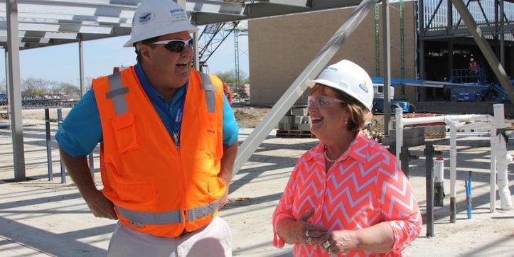 Sandy McNutt visits construction site of the school that will bear her name