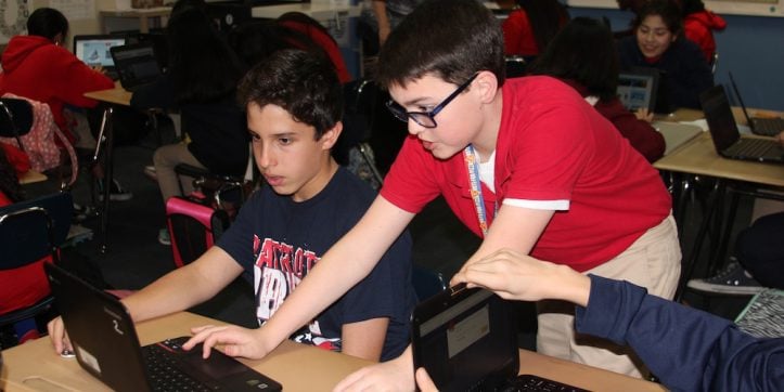 Shackelford students work on coding on computers