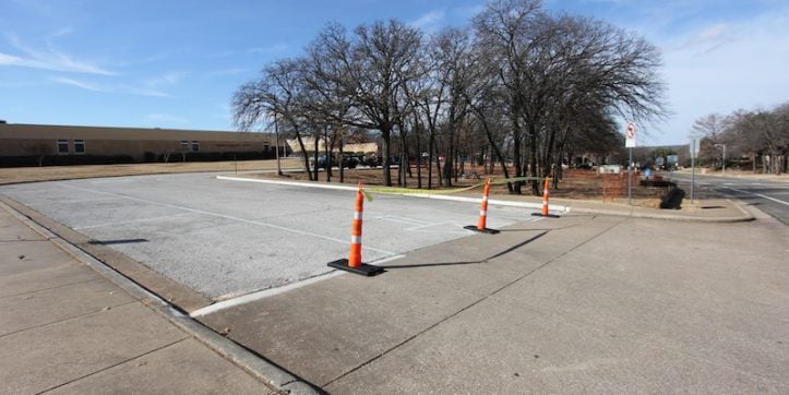 Site work about to begin at Sherrod - cones up in the driveway