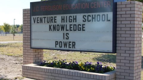 Venture sign in front of Ferguson Education Center