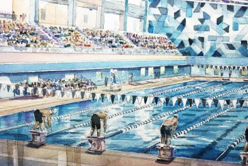Schematic design concept of Athletics Complex pool
