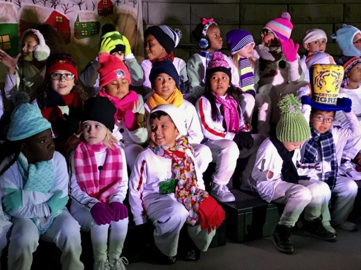 First-grade Jones students at their performance of "Snowmen at Night"