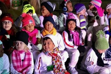 First-grade Jones students at their performance of "Snowmen at Night"