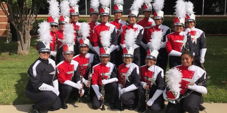 Sam Houston band members pose for a photo