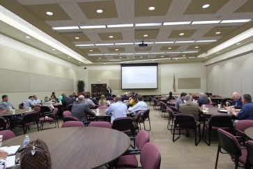 Kelly Horn speaks at the General Contractor Symposium at the PDC on March 9, 2018