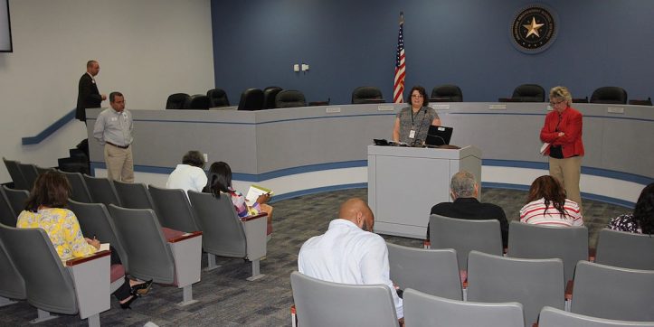 Pre-bid meeting in the AISD board room for HUB consulting services