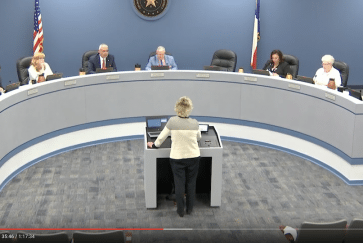 Screenshot from video of AISD CFO presenting a bond update to the AISD Board of Trustees