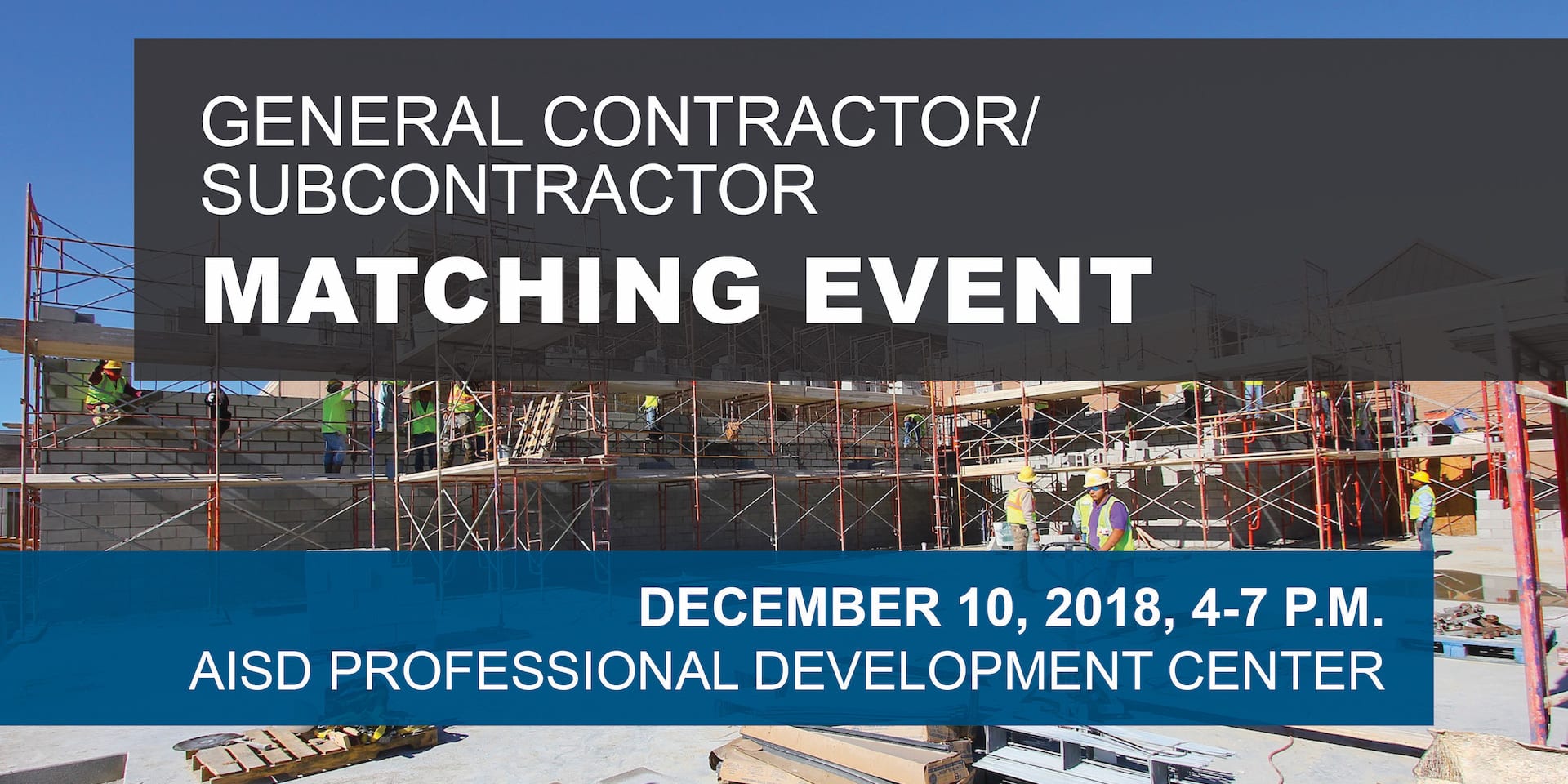 General contractor/Subcontractor matching event announcement image