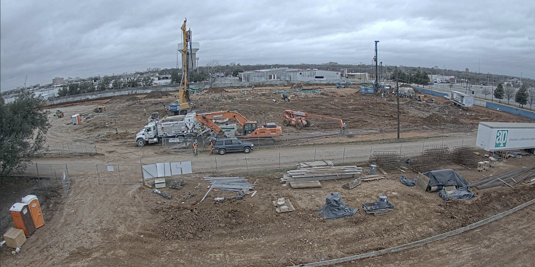 Time-lapse photo of construction at Fine Arts Center and Athletics Complex