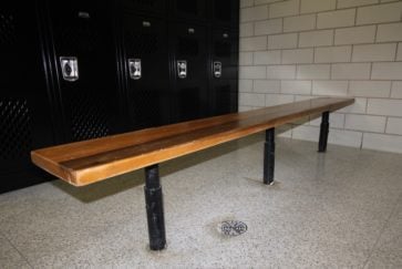 Preserved bench in AHS locker room