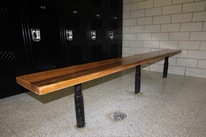 Preserved bench in AHS locker room