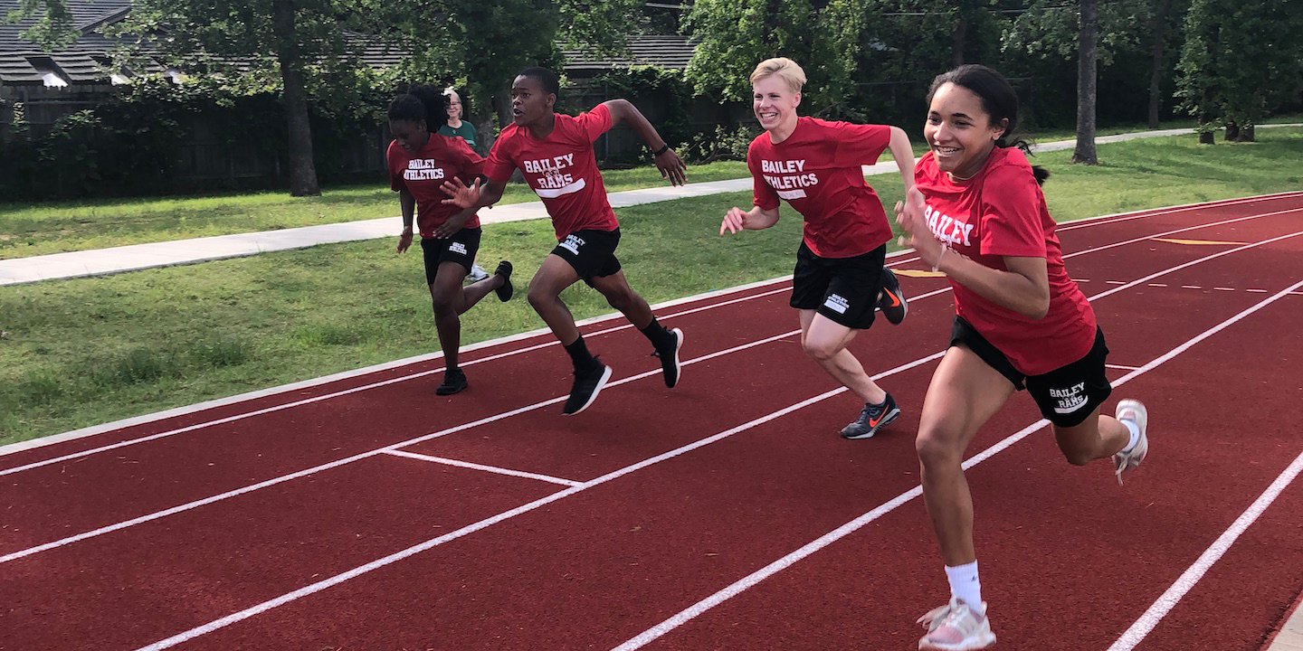 Bailey Junior High students sprint on their new track
