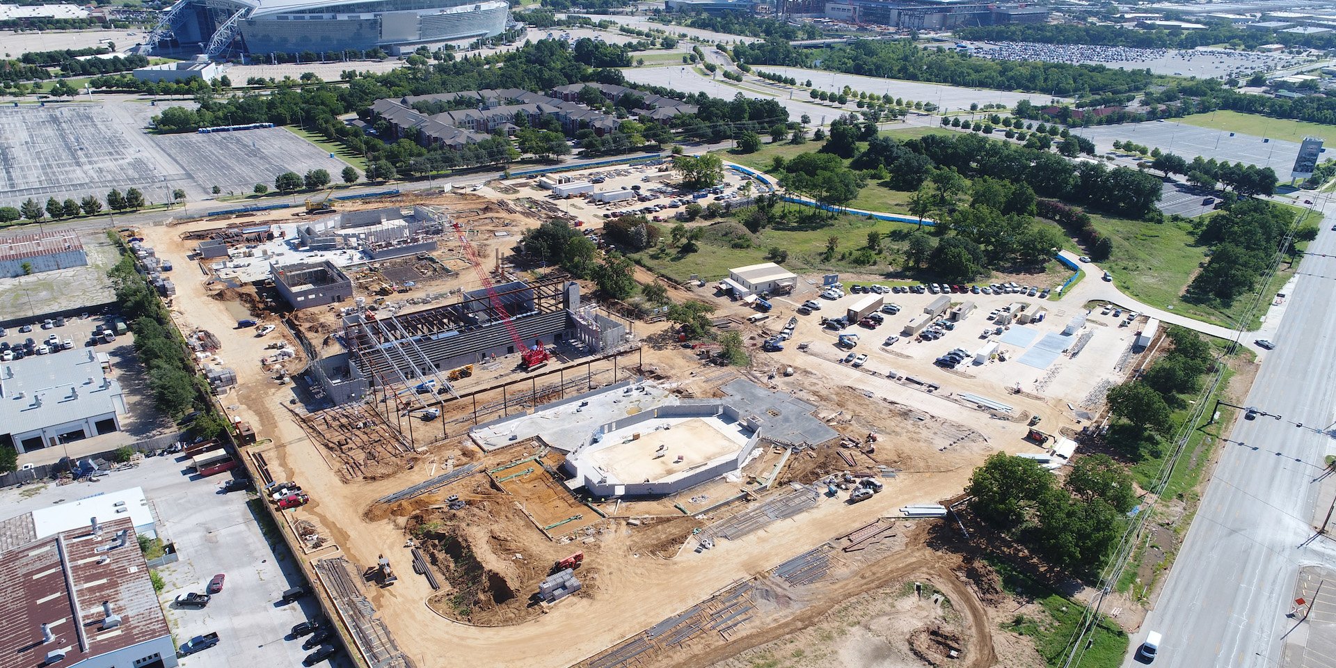 Aerial photo of the Fine Arts Center and Athletics Complex