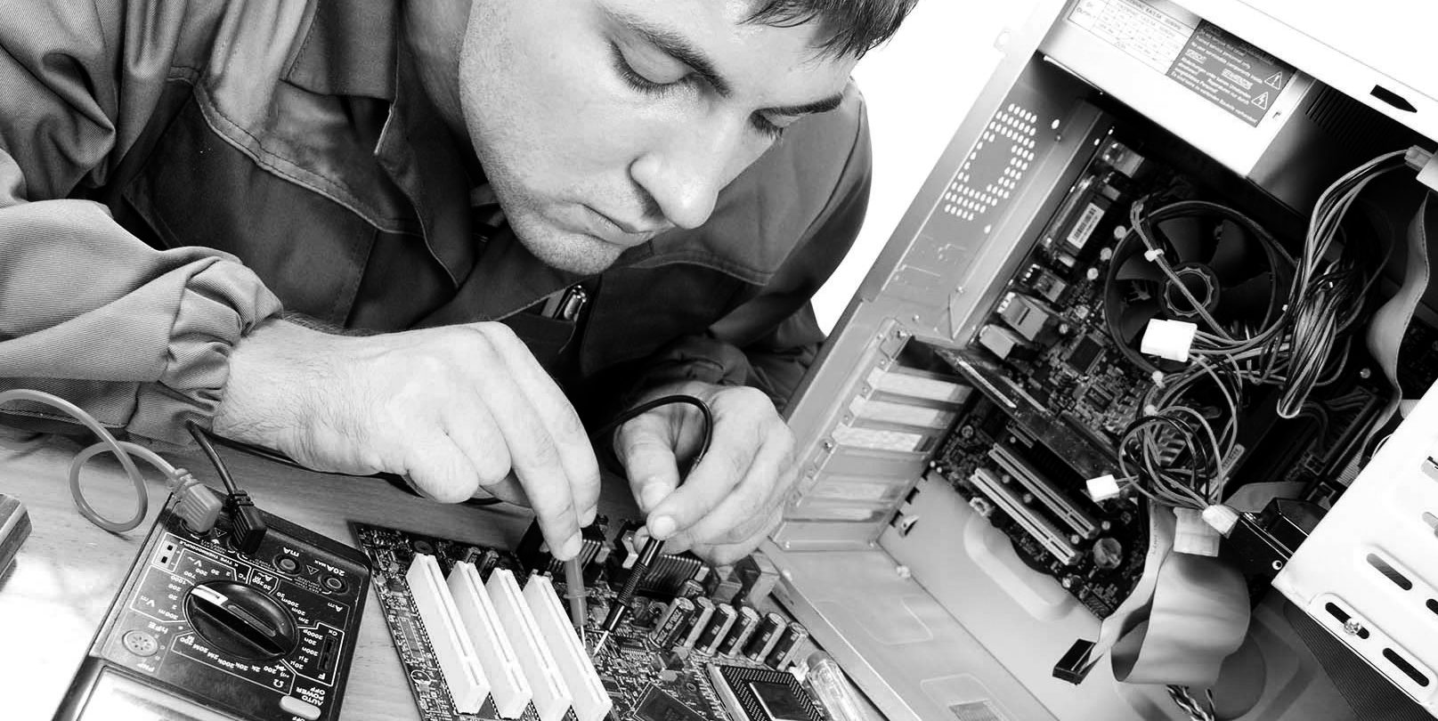 Computer support engineer. Isolated on white