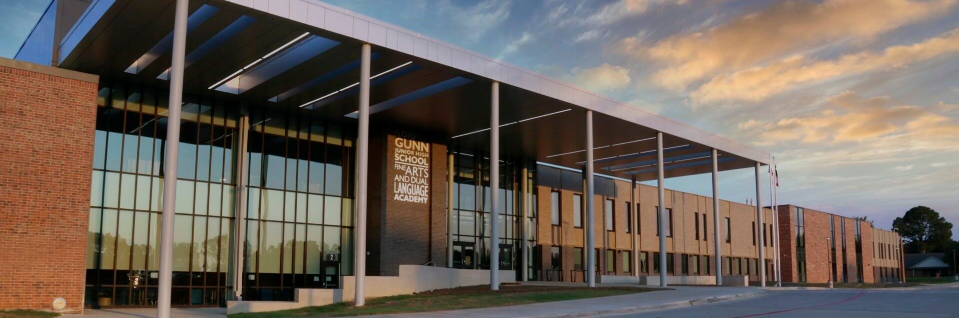 Front Entrance of Gunn Junior High and Fine Arts and Dual Language Academy