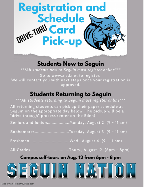 Registration and Schedule card Pick-up - Seguin High School