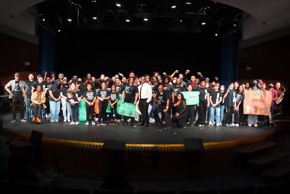 BHM cast at Sam Houston High School Black History Program