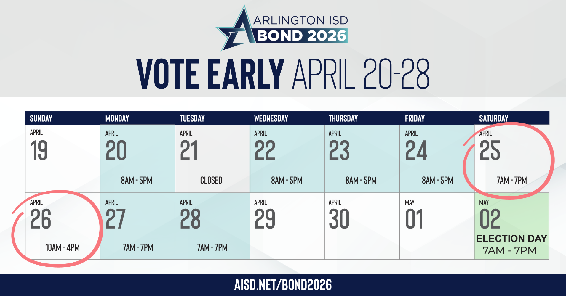 Vote Early April 20 - 28