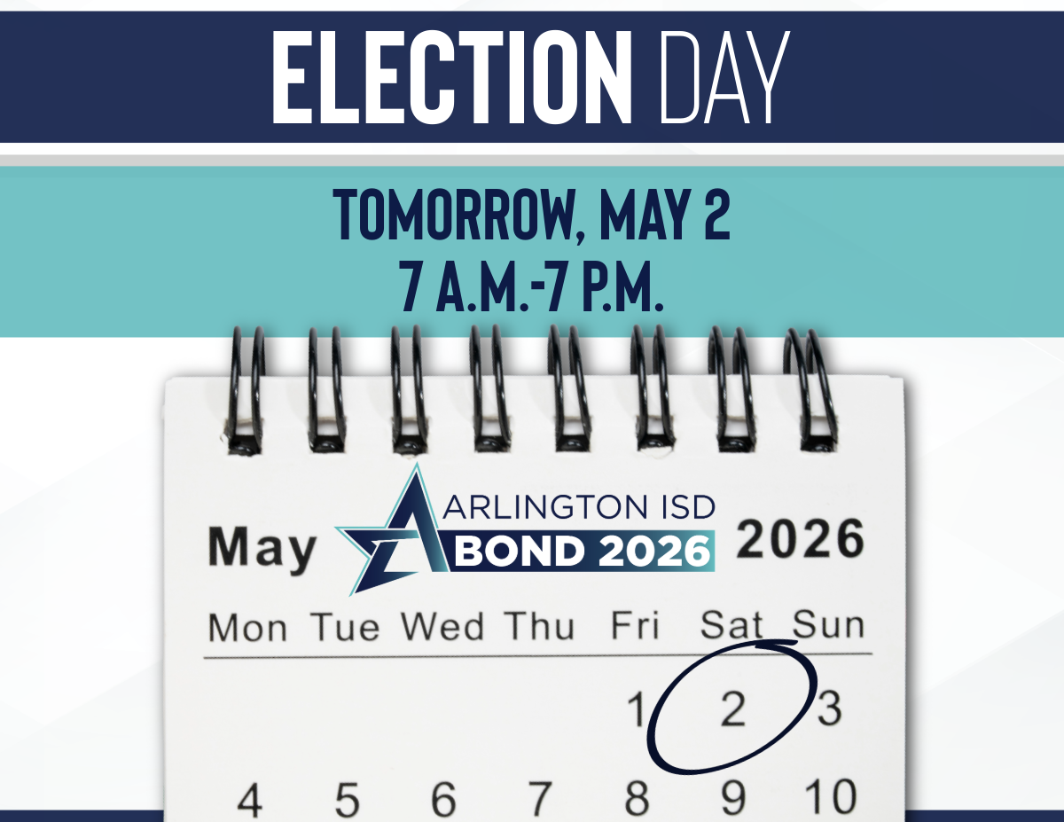 Election Day is Tomorrow, May 2 from 7 AM to 7 PM.