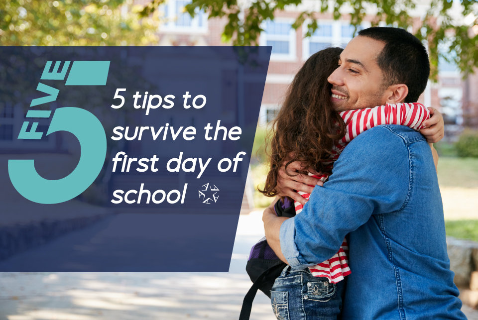 tips to survive the first day of school graphic