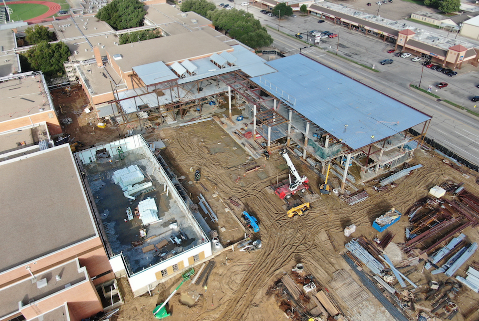 construction on the addition at Arlington High School