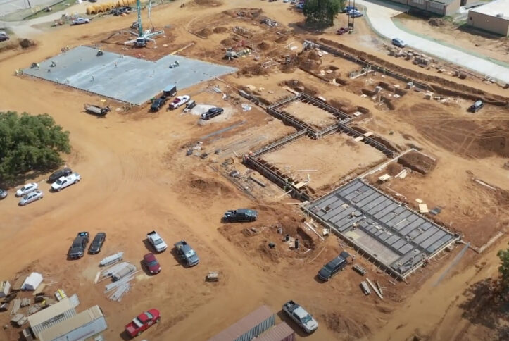 Screenshot from drone video of Webb Elementary construction