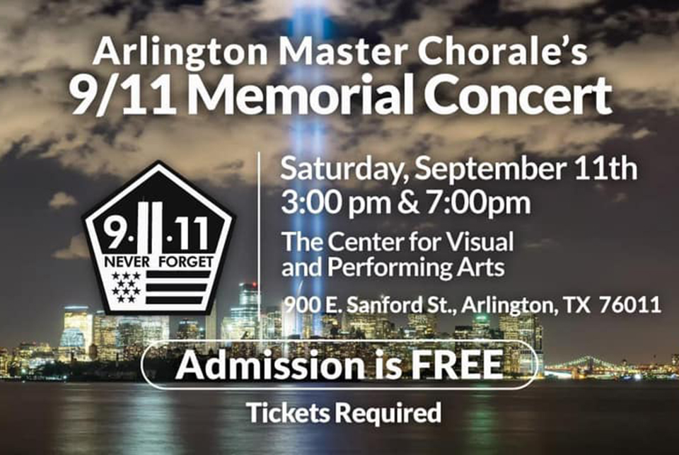 Arlington Master Chorale to perform 9/11 memorial concert at the Center for Visual and Performing Arts