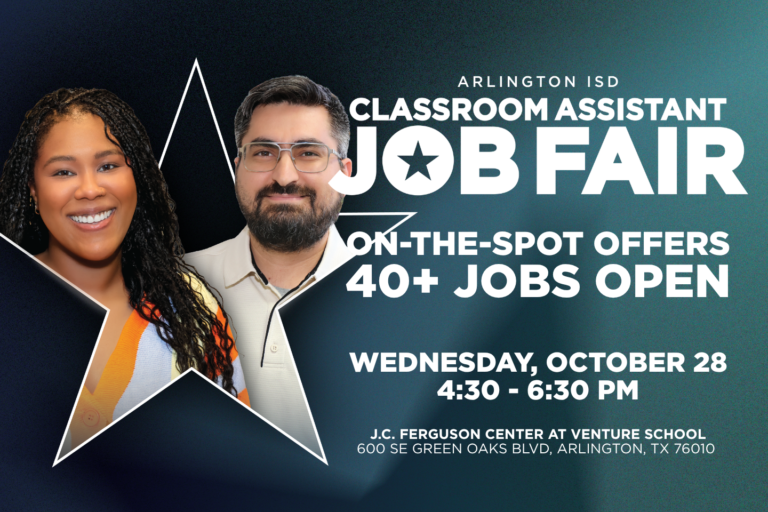 Register for Classroom Assistant Job Fair on Wednesday, October 28 from 4:30 - 6:30 PM.