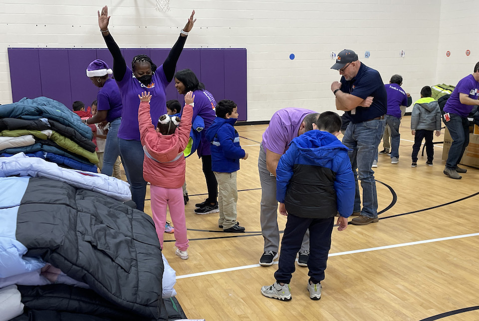 Crow students receive new coats