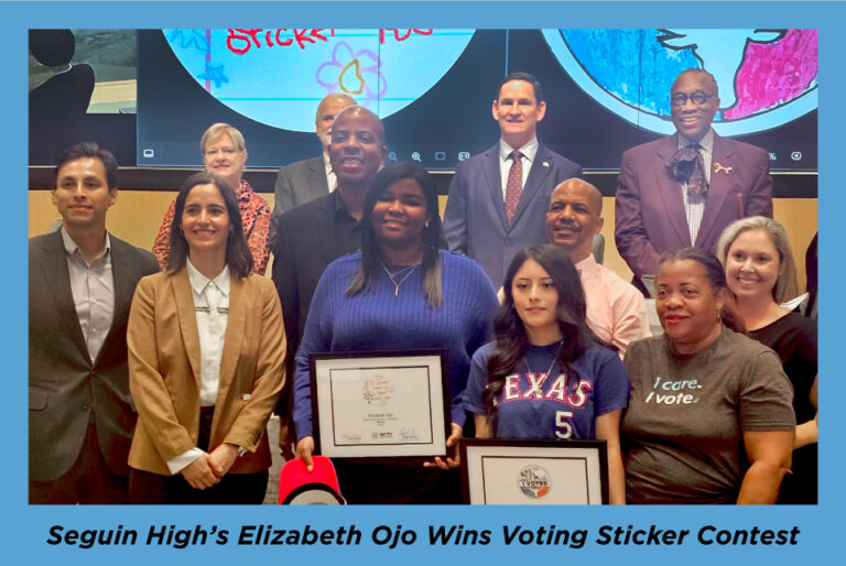 Seguin high school student's voting sticker wins contest