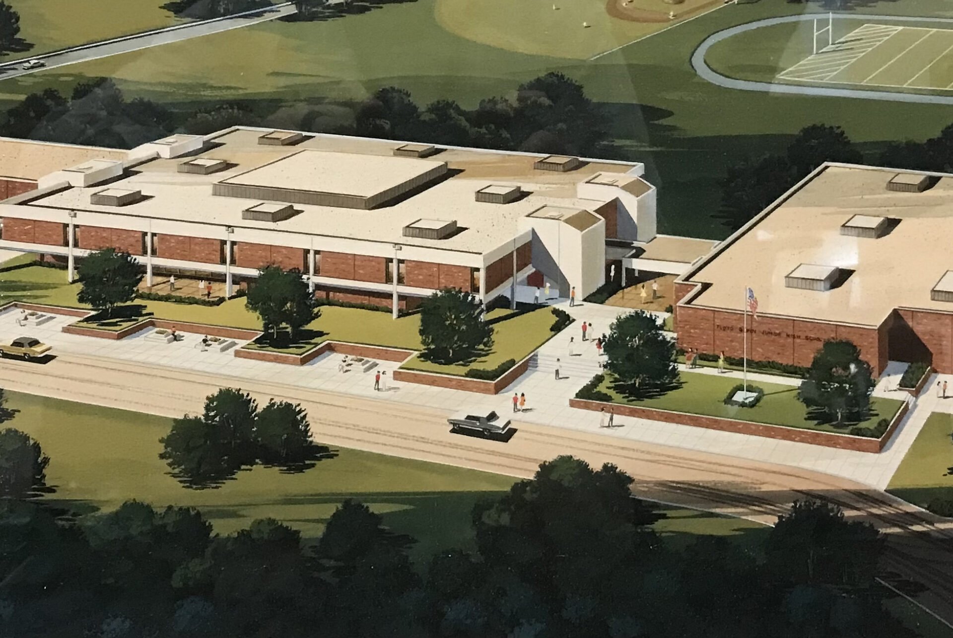 Rendering of Gunn Junior High from the 1970s