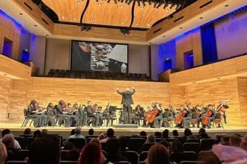 Gunn orchestra performing at the CVPA