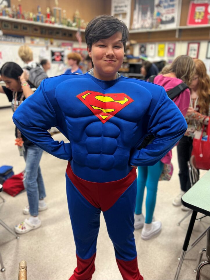 Kid dressed as Superman