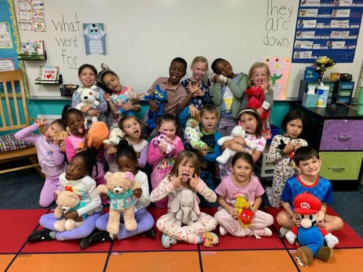 Group of kids with their stuffed animals