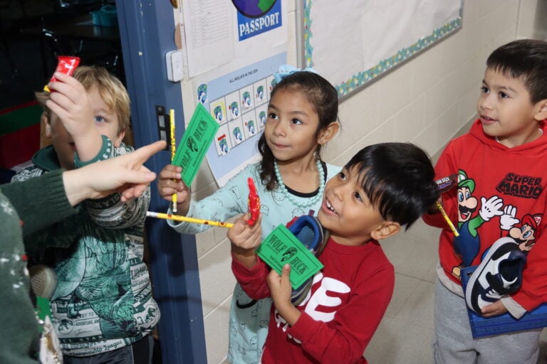 St. Nicholas visited Wimbish World Language Academy and left gifts in the students' shoes.