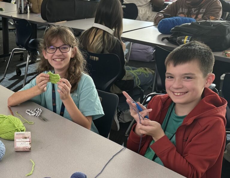 crochet club at Gunn Junior High
