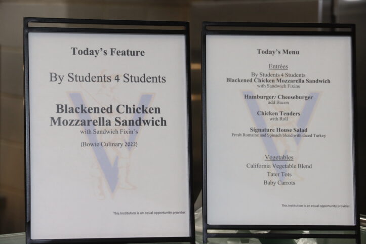 Bowie cafeteria menu