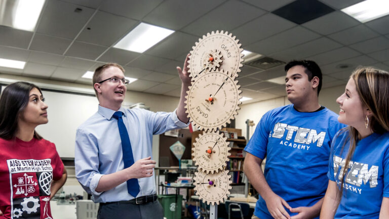 Martin STEM Students doing an experiment
