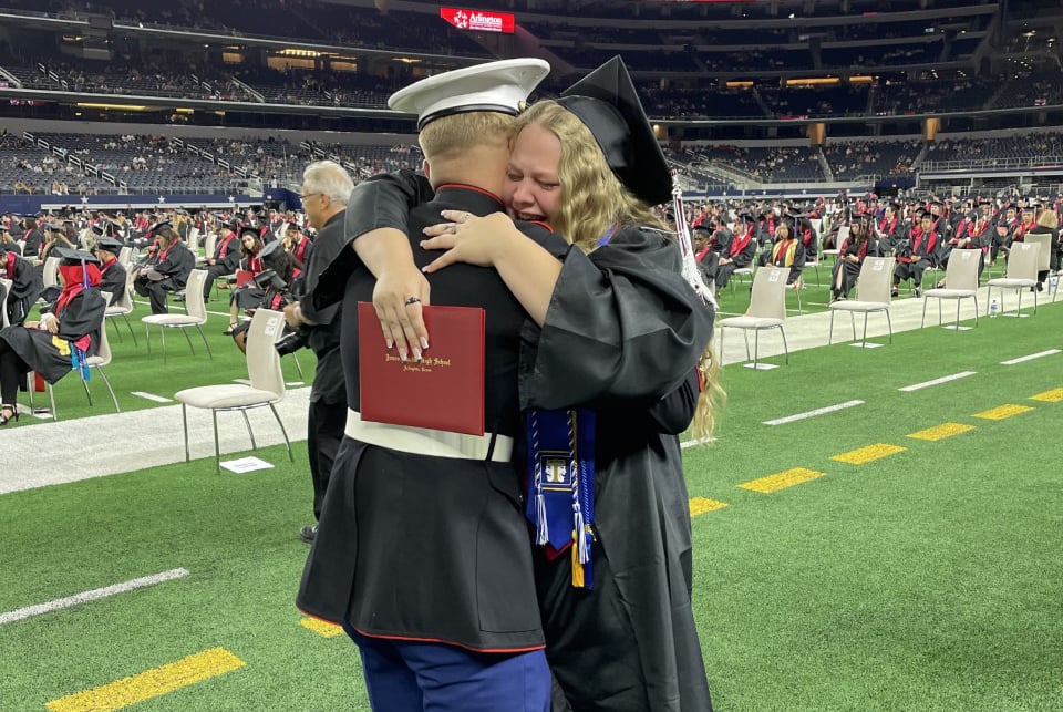 Marine surprises sister graduating at Martin High School